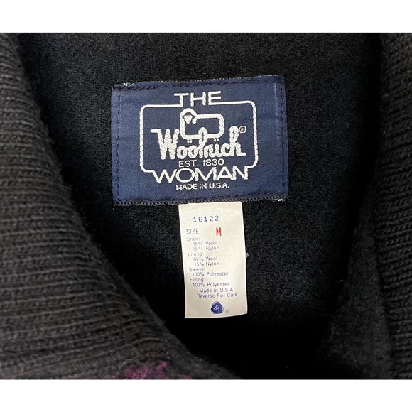 Woolrich Vintage Women's Medium USA Houndstooth Buttoned Cuffs Wool Coat - Picture 5 of 6